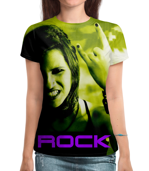 Заказать женскую футболку в Москве. Футболка с полной запечаткой (женская) Rock - 1 от Vladec11 - готовые дизайны и нанесение принтов.