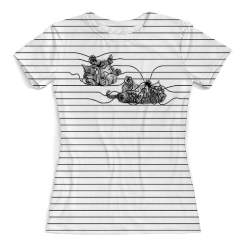 Заказать женскую футболку в Москве. Футболка с полной запечаткой (женская) Котята (1) от T-shirt print  - готовые дизайны и нанесение принтов.