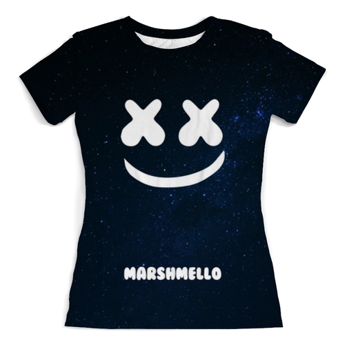 Заказать женскую футболку в Москве. Футболка с полной запечаткой (женская) Marshmello от weeert - готовые дизайны и нанесение принтов.