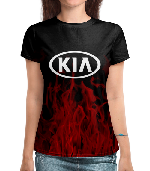 Заказать женскую футболку в Москве. Футболка с полной запечаткой (женская)  KIA авто от THE_NISE  - готовые дизайны и нанесение принтов.