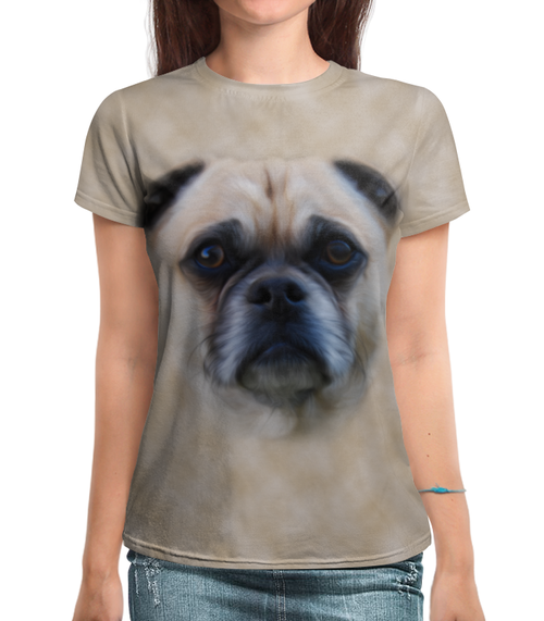 Заказать женскую футболку в Москве. Футболка с полной запечаткой (женская) Собака от weeert - готовые дизайны и нанесение принтов.