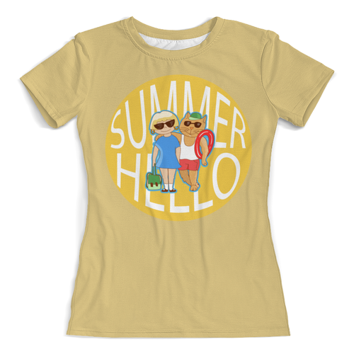 Заказать женскую футболку в Москве. Футболка с полной запечаткой (женская) Hello summer от T-shirt print  - готовые дизайны и нанесение принтов.