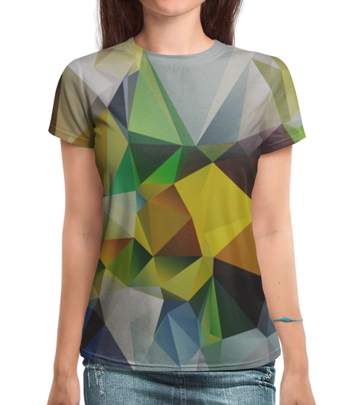Заказать женскую футболку в Москве. Футболка с полной запечаткой (женская) Polygonal от THE_NISE  - готовые дизайны и нанесение принтов.