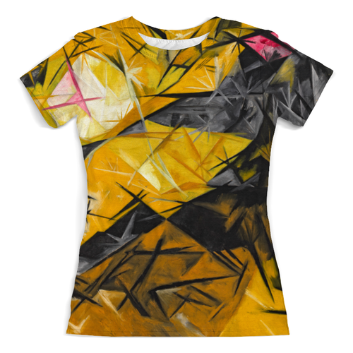 Заказать женскую футболку в Москве. Футболка с полной запечаткой (женская) Кошки (Розовое, черное и желтое) от trend - готовые дизайны и нанесение принтов.