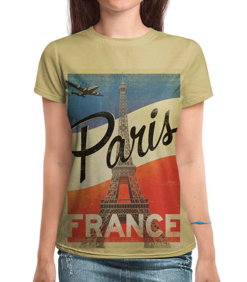 Заказать женскую футболку в Москве. Футболка с полной запечаткой (женская) Париж от acidhouses - готовые дизайны и нанесение принтов.