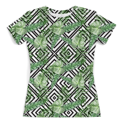 Заказать женскую футболку в Москве. Футболка с полной запечаткой (женская) листья от THE_NISE  - готовые дизайны и нанесение принтов.