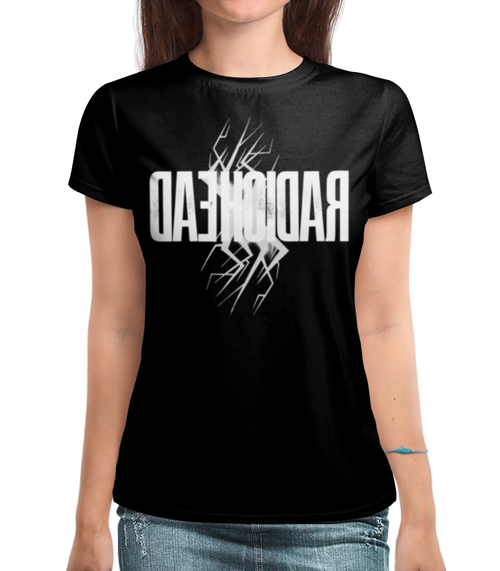 Заказать женскую футболку в Москве. Футболка с полной запечаткой (женская) Radiohead от geekbox - готовые дизайны и нанесение принтов.