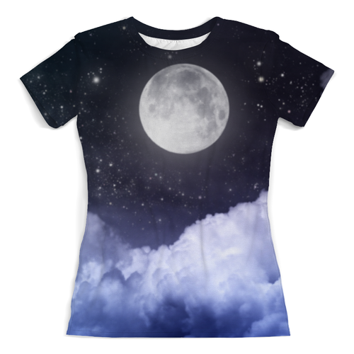 Заказать женскую футболку в Москве. Футболка с полной запечаткой (женская) Ночь и луна от weeert - готовые дизайны и нанесение принтов.
