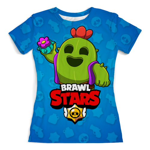 Заказать женскую футболку в Москве. Футболка с полной запечаткой (женская) BRAWL STARS SPIKE от geekbox - готовые дизайны и нанесение принтов.