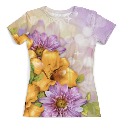 Заказать женскую футболку в Москве. Футболка с полной запечаткой (женская) Цветы от Ирина - готовые дизайны и нанесение принтов.