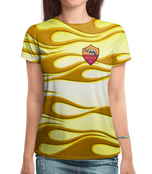 Заказать женскую футболку в Москве. Футболка с полной запечаткой (женская) FC Roma от THE_NISE  - готовые дизайны и нанесение принтов.