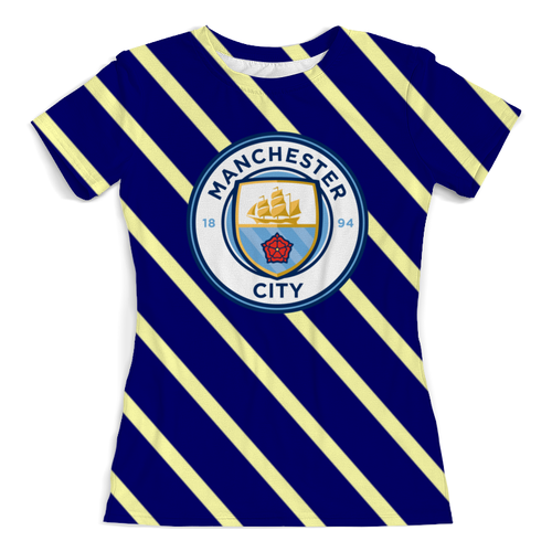 Заказать женскую футболку в Москве. Футболка с полной запечаткой (женская) Манчестер Сити от THE_NISE  - готовые дизайны и нанесение принтов.