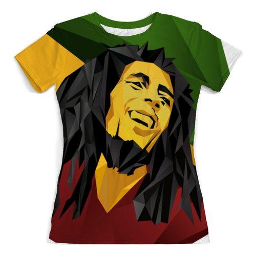 Заказать женскую футболку в Москве. Футболка с полной запечаткой (женская) Bob Marley от Alexander Volkov Lixolese - готовые дизайны и нанесение принтов.
