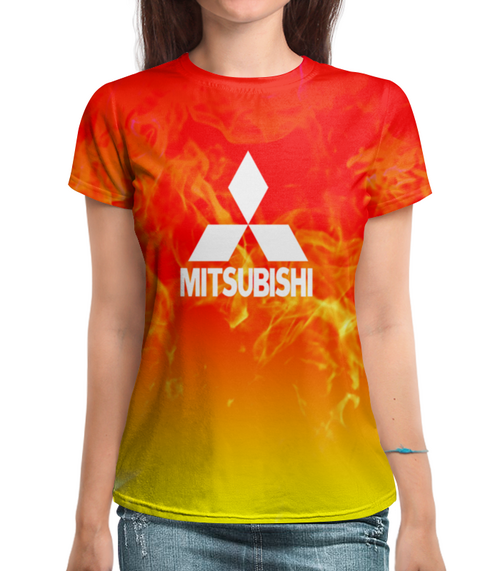 Заказать женскую футболку в Москве. Футболка с полной запечаткой (женская) Mitsubishi от THE_NISE  - готовые дизайны и нанесение принтов.