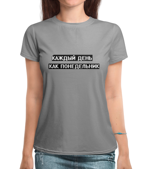 Заказать женскую футболку в Москве. Футболка с полной запечаткой (женская) Понедельник от THE_NISE  - готовые дизайны и нанесение принтов.