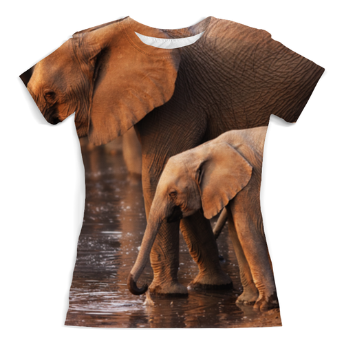 Заказать женскую футболку в Москве. Футболка с полной запечаткой (женская) Слоны от THE_NISE  - готовые дизайны и нанесение принтов.