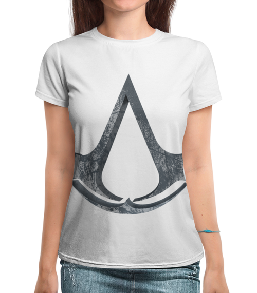 Заказать женскую футболку в Москве. Футболка с полной запечаткой (женская) Assassin’s Creed от GeekFox  - готовые дизайны и нанесение принтов.