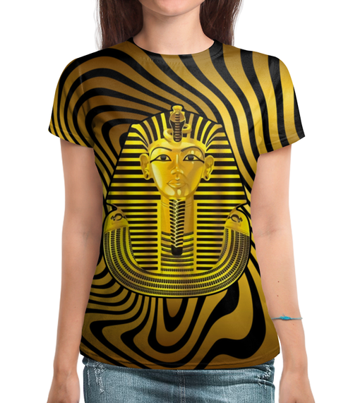 Заказать женскую футболку в Москве. Футболка с полной запечаткой (женская) Tutanhamon (GOLD) от balden - готовые дизайны и нанесение принтов.