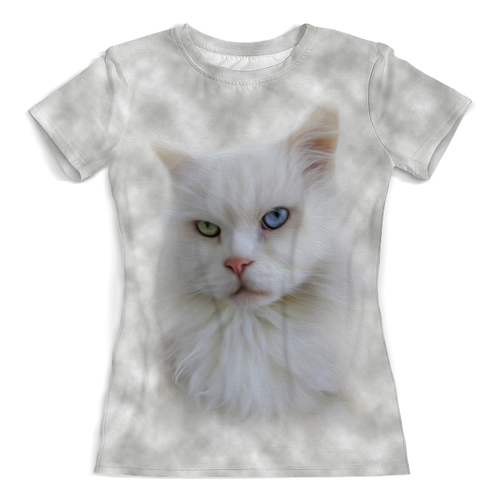 Заказать женскую футболку в Москве. Футболка с полной запечаткой (женская) Грозный кот от weeert - готовые дизайны и нанесение принтов.