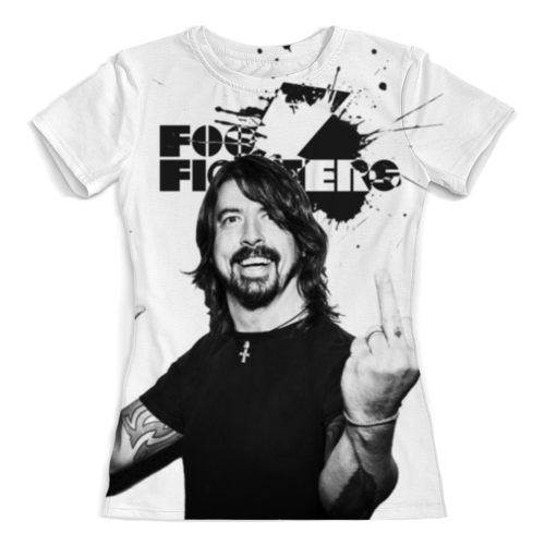 Заказать женскую футболку в Москве. Футболка с полной запечаткой (женская) Foo Fighters от geekbox - готовые дизайны и нанесение принтов.