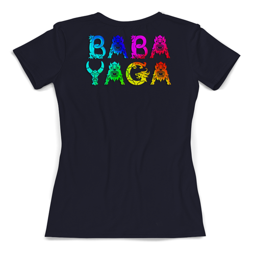 Заказать женскую футболку в Москве. Футболка с полной запечаткой (женская) BABA YAGA Design от balden - готовые дизайны и нанесение принтов.