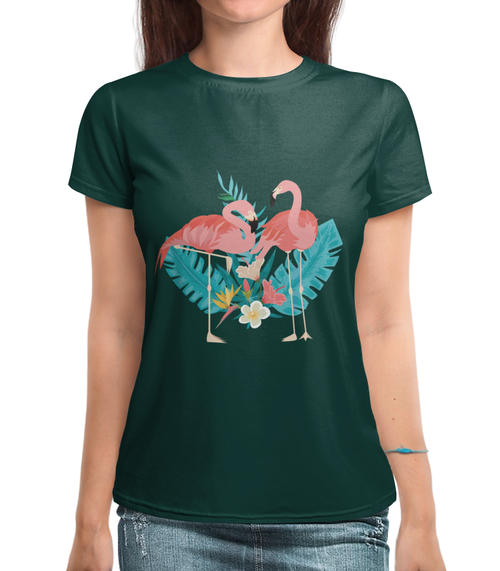 Заказать женскую футболку в Москве. Футболка с полной запечаткой (женская) Фламинго от T-shirt print  - готовые дизайны и нанесение принтов.