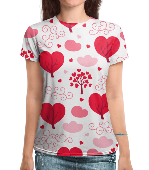 Заказать женскую футболку в Москве. Футболка с полной запечаткой (женская) Valentine day от ANDREI M - готовые дизайны и нанесение принтов.