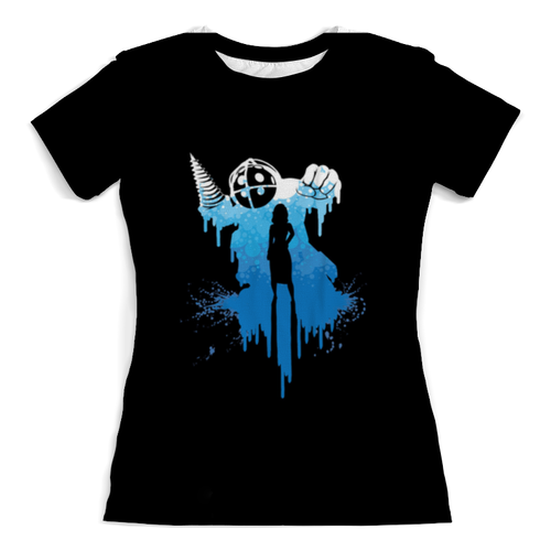 Заказать женскую футболку в Москве. Футболка с полной запечаткой (женская) Bioshock от galaxy secret - готовые дизайны и нанесение принтов.