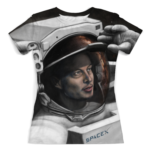 Заказать женскую футболку в Москве. Футболка с полной запечаткой (женская) SpaceX от The Spaceway  - готовые дизайны и нанесение принтов.