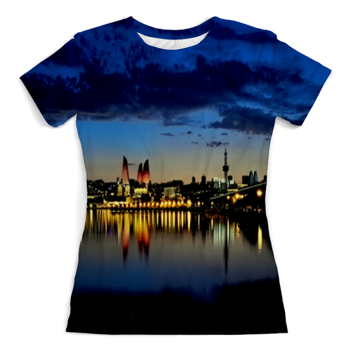 Заказать женскую футболку в Москве. Футболка с полной запечаткой (женская) Город-Баку от THE_NISE  - готовые дизайны и нанесение принтов.