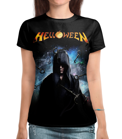 Заказать женскую футболку в Москве. Футболка с полной запечаткой (женская) Helloween от geekbox - готовые дизайны и нанесение принтов.