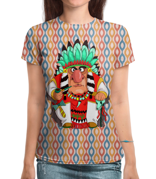 Заказать женскую футболку в Москве. Футболка с полной запечаткой (женская) ◈ Indian ◈ от balden - готовые дизайны и нанесение принтов.