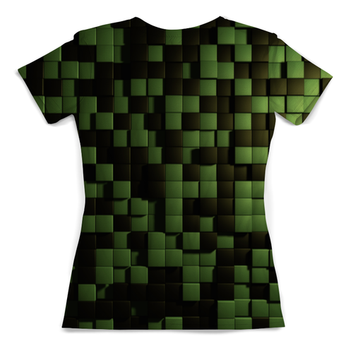 Заказать женскую футболку в Москве. Футболка с полной запечаткой (женская) Зеленые кубики от Fonzo - готовые дизайны и нанесение принтов.