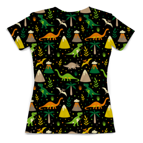 Заказать женскую футболку в Москве. Футболка с полной запечаткой (женская) Динозавры от nadegda - готовые дизайны и нанесение принтов.