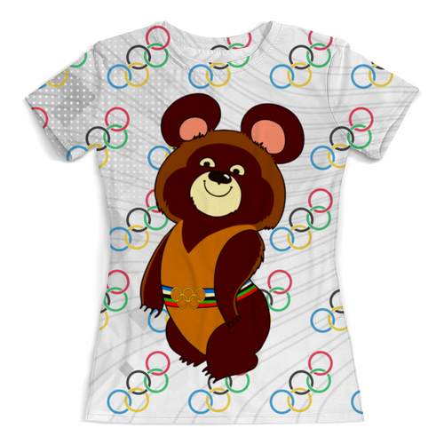 Заказать женскую футболку в Москве. Футболка с полной запечаткой (женская) Olympic Bear Misha 1980 от balden - готовые дизайны и нанесение принтов.