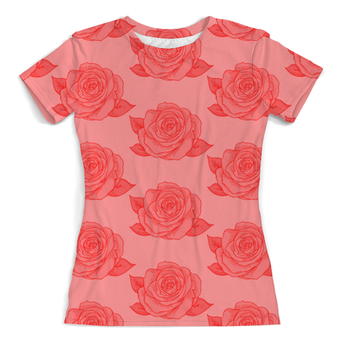 Заказать женскую футболку в Москве. Футболка с полной запечаткой (женская) Узор роз от THE_NISE  - готовые дизайны и нанесение принтов.