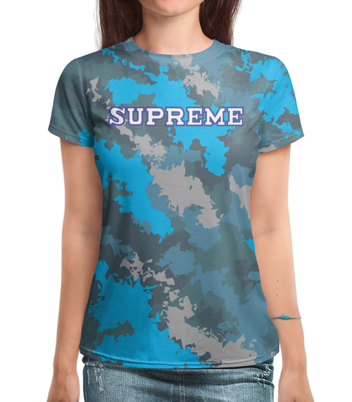 Заказать женскую футболку в Москве. Футболка с полной запечаткой (женская) Supreme  от T-shirt print  - готовые дизайны и нанесение принтов.