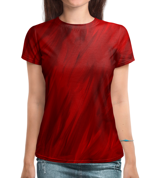 Заказать женскую футболку в Москве. Футболка с полной запечаткой (женская) Красные краски от THE_NISE  - готовые дизайны и нанесение принтов.