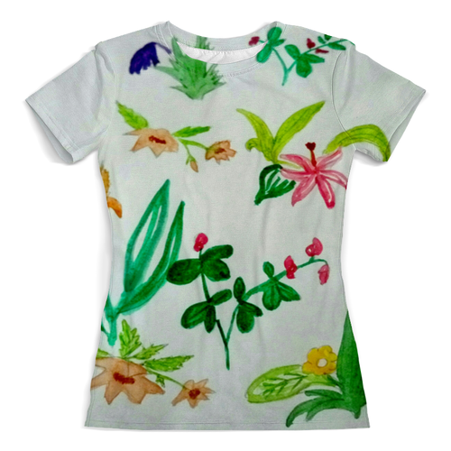 Заказать женскую футболку в Москве. Футболка с полной запечаткой (женская) Ботаника от mrs-snit@yandex.ru - готовые дизайны и нанесение принтов.