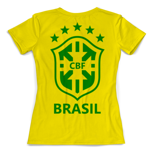 Заказать женскую футболку в Москве. Футболка с полной запечаткой (женская) Сборная Бразилии от geekbox - готовые дизайны и нанесение принтов.