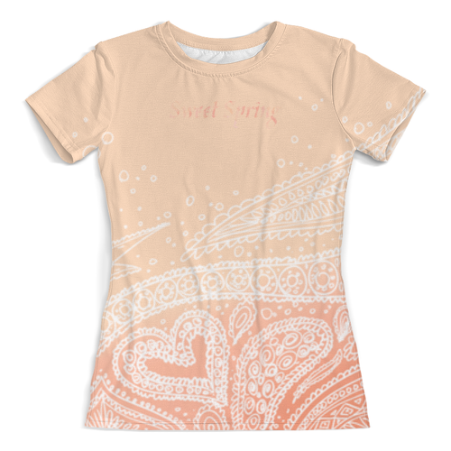 Заказать женскую футболку в Москве. Футболка с полной запечаткой (женская) Sweet Spring (pink) от Maria Mishina - готовые дизайны и нанесение принтов.