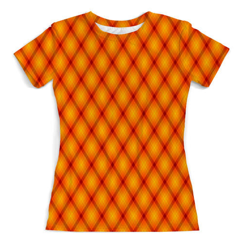 Заказать женскую футболку в Москве. Футболка с полной запечаткой (женская) Клетка оранжевая от THE_NISE  - готовые дизайны и нанесение принтов.