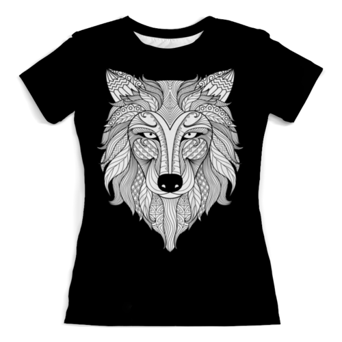 Заказать женскую футболку в Москве. Футболка с полной запечаткой (женская) Голова волка от THE_NISE  - готовые дизайны и нанесение принтов.