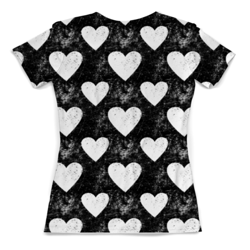 Заказать женскую футболку в Москве. Футболка с полной запечаткой (женская) Черно-белые сердца  от vphone - готовые дизайны и нанесение принтов.