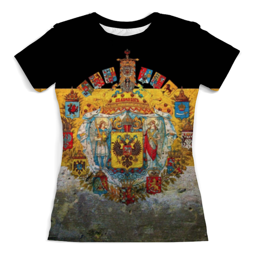 Заказать женскую футболку в Москве. Футболка с полной запечаткой (женская) российская империя от queen  - готовые дизайны и нанесение принтов.