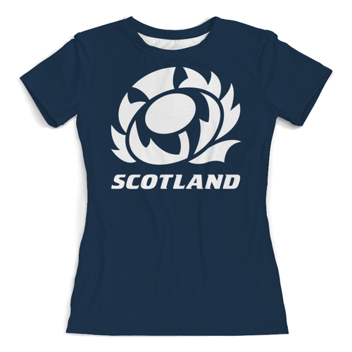 Заказать женскую футболку в Москве. Футболка с полной запечаткой (женская) Шотландия регби от rugby - готовые дизайны и нанесение принтов.