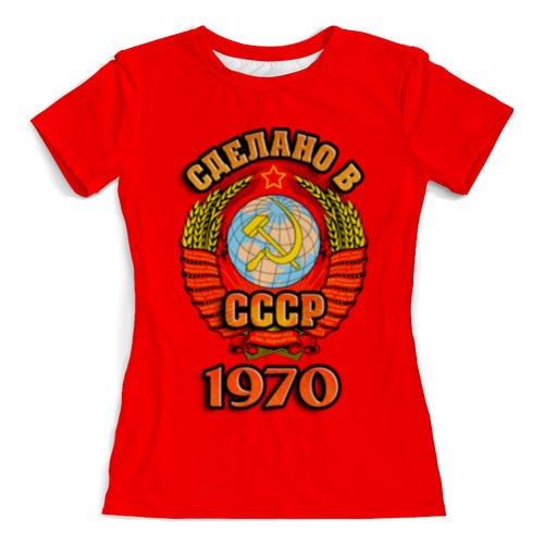 Заказать женскую футболку в Москве. Футболка с полной запечаткой (женская) Сделано в 1970 от weeert - готовые дизайны и нанесение принтов.