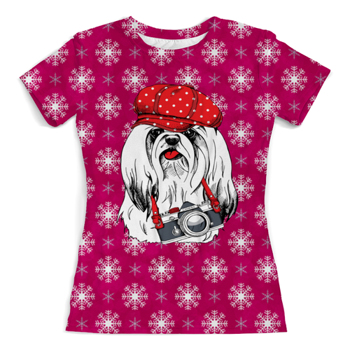 Заказать женскую футболку в Москве. Футболка с полной запечаткой (женская) Год собаки от THE_NISE  - готовые дизайны и нанесение принтов.