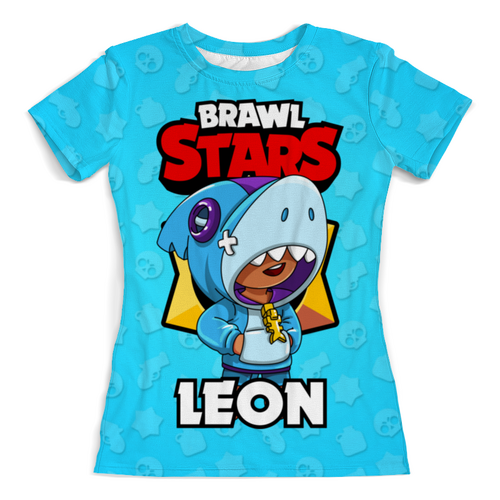 Заказать женскую футболку в Москве. Футболка с полной запечаткой (женская) BRAWL STARS LEON от geekbox - готовые дизайны и нанесение принтов.