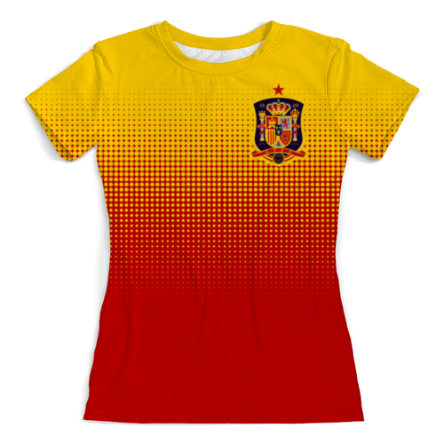Заказать женскую футболку в Москве. Футболка с полной запечаткой (женская) Сборная Испании от geekbox - готовые дизайны и нанесение принтов.